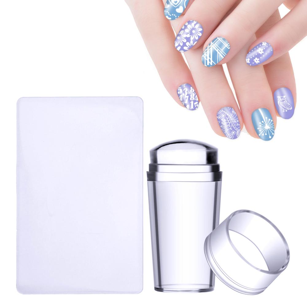 Biutee Nail Art Templates Pure Clear Jelly Silicone nail stamping plates Scraper with Stamping Gel Kit Nail Stamp Nail Art