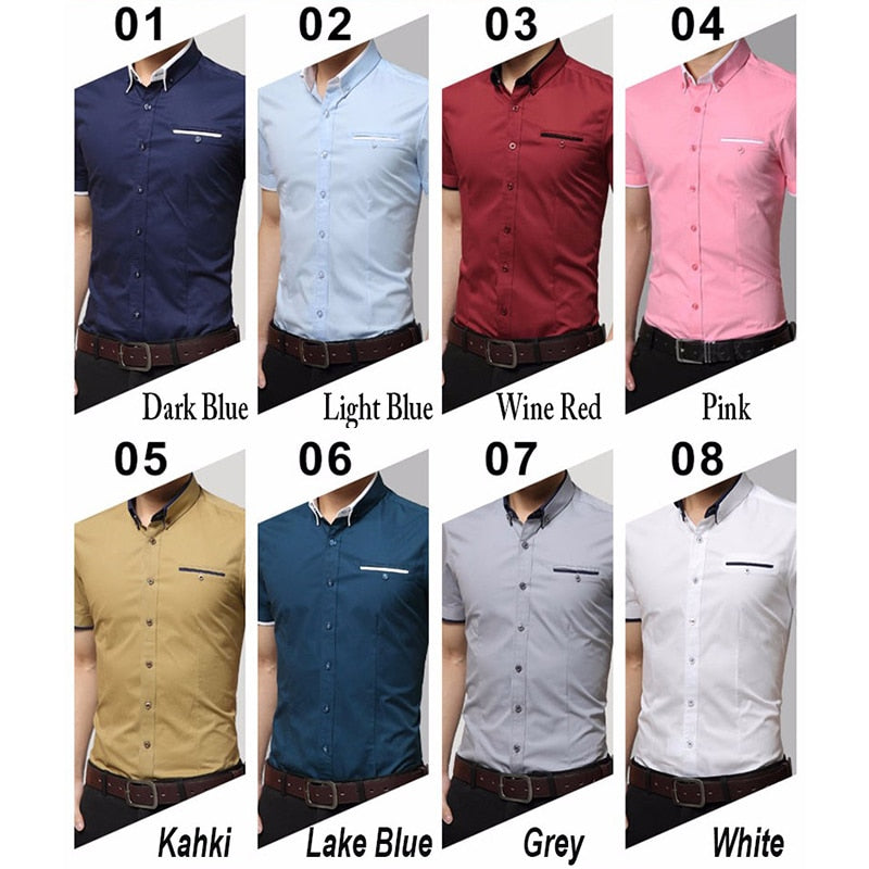 2022 New Arrival Brand Men's Summer Business Shirt Short Sleeves Turn-down Collar Tuxedo Shirt Shirt Men Shirts Big Size 5XL