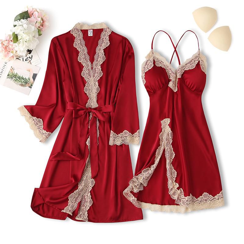 Lace Trim Sexy Wedding Lady Robe Suit Loose Satin Bride Bridesmaid Kimono Bathrobe Gown Mini Sleepwear Rayon Intimate Lingerie