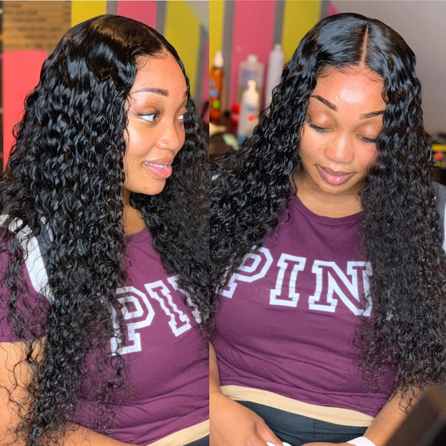 Blonde Highlight Curly Human Hair Wigs Water Wave Lace Front Wig For Women Short Bob Wig Deep Wave Frontal Wig Natural Hair 100%