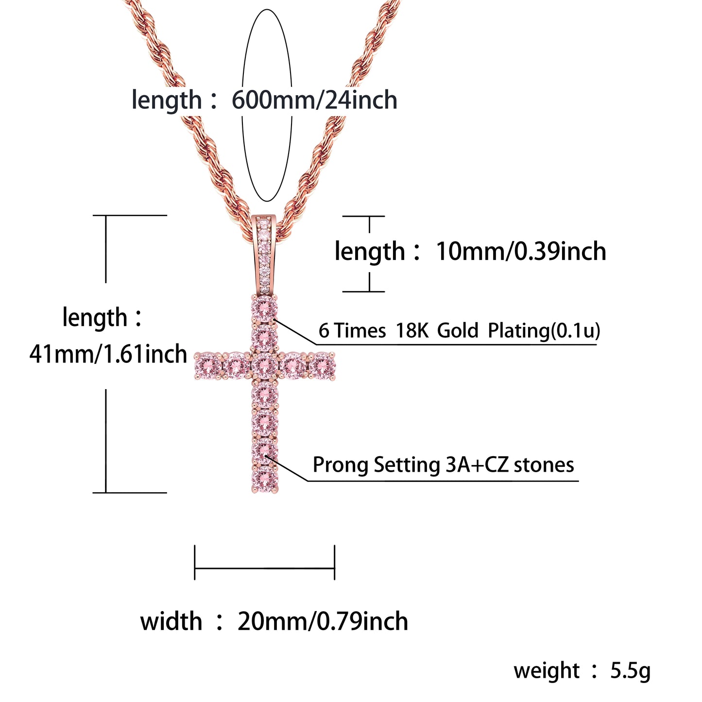 TOPGRILLZ Hip Hop Pico Harvey Cross Pendant Necklace Micro Pave AAAA+ Cubic Zirconia Egyptian Style With 24" 30" Chain