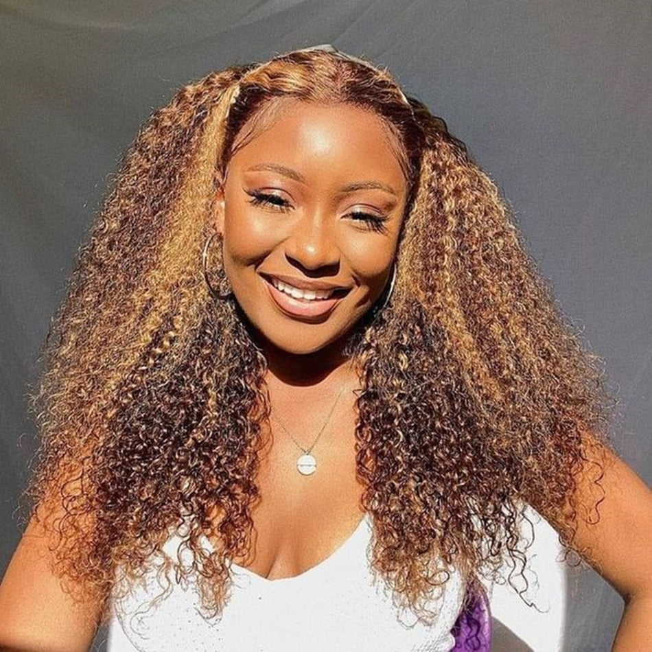Blonde Highlight Curly Human Hair Wigs Water Wave Lace Front Wig For Women Short Bob Wig Deep Wave Frontal Wig Natural Hair 100%