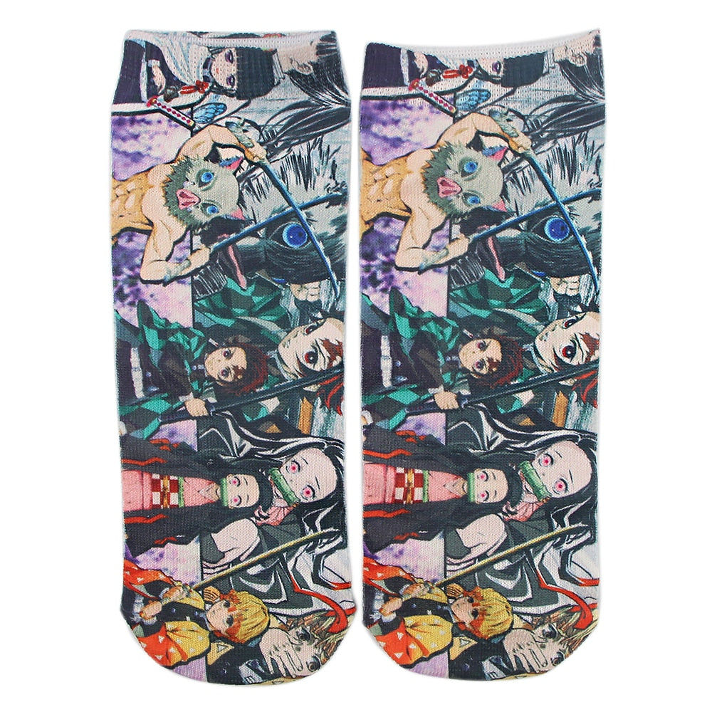 P4517 Cotton Anime Happy Sock Demon Slayer Kimetsu No Yaiba Blade of Ghost Socks For Women Girl Gift Cosplay