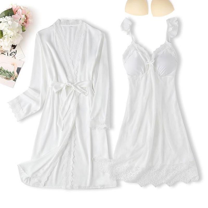 Lace Trim Sexy Wedding Lady Robe Suit Loose Satin Bride Bridesmaid Kimono Bathrobe Gown Mini Sleepwear Rayon Intimate Lingerie