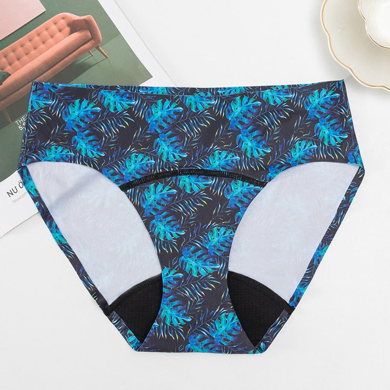 Women's Seamless Ice Silk Underwear Menstrual Period Brief High-Cut Bikinis Menstrual Leak Proof Underwear for Women Bikini