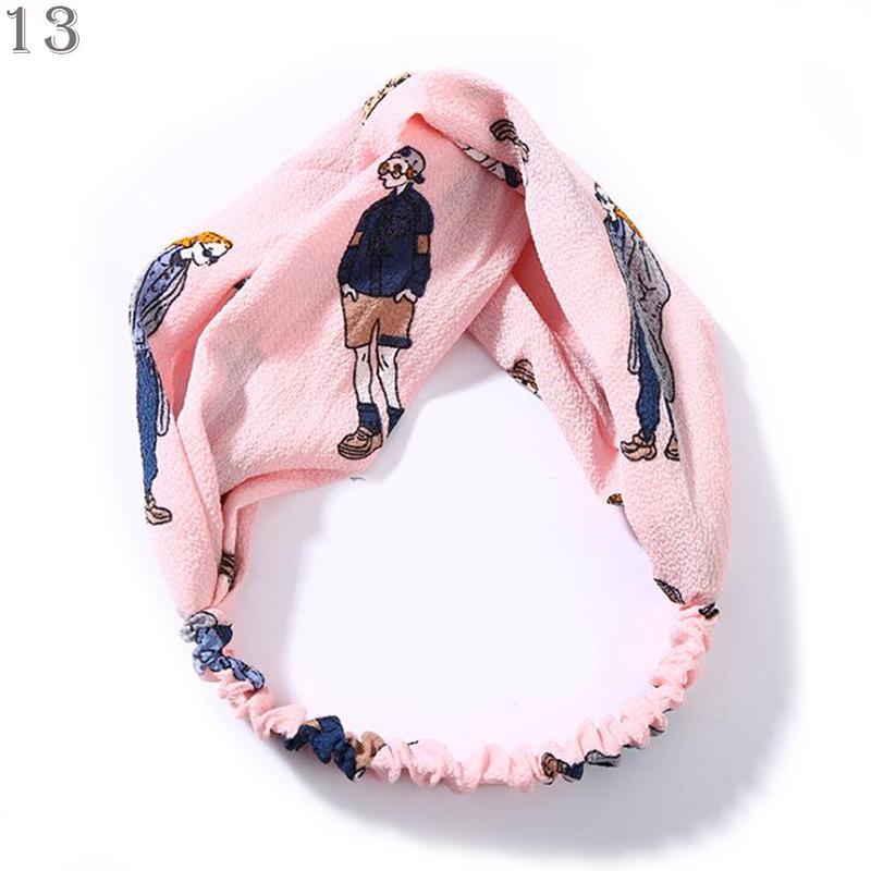 Fashion Women Girls Summer Bohemian Hair Bands Print Headbands Vintage Cross Turban Bandage Bandanas HairBands Hair Accessories