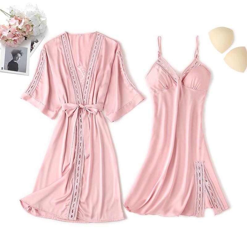 Lace Trim Sexy Wedding Lady Robe Suit Loose Satin Bride Bridesmaid Kimono Bathrobe Gown Mini Sleepwear Rayon Intimate Lingerie