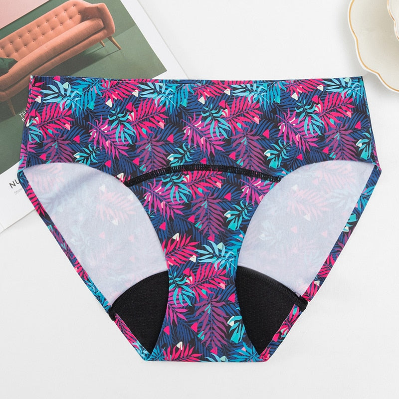 Women's Seamless Ice Silk Underwear Menstrual Period Brief High-Cut Bikinis Menstrual Leak Proof Underwear for Women Bikini