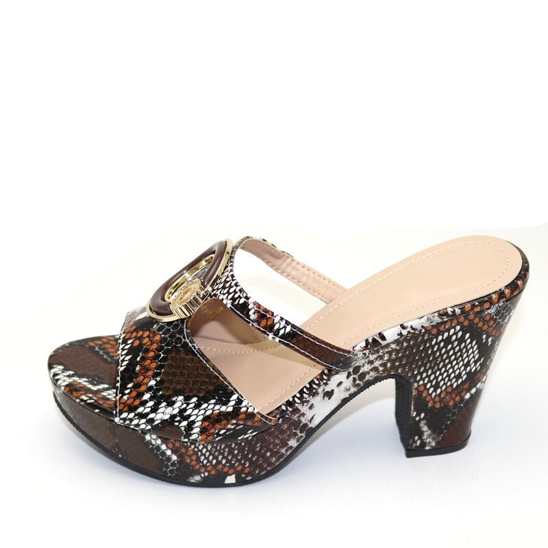 New Arrrival Italian Design Women Shoes Snake Pattern Multicolor with Rhinestone Summer Shoes Big Size Ladies Shoes High Heels