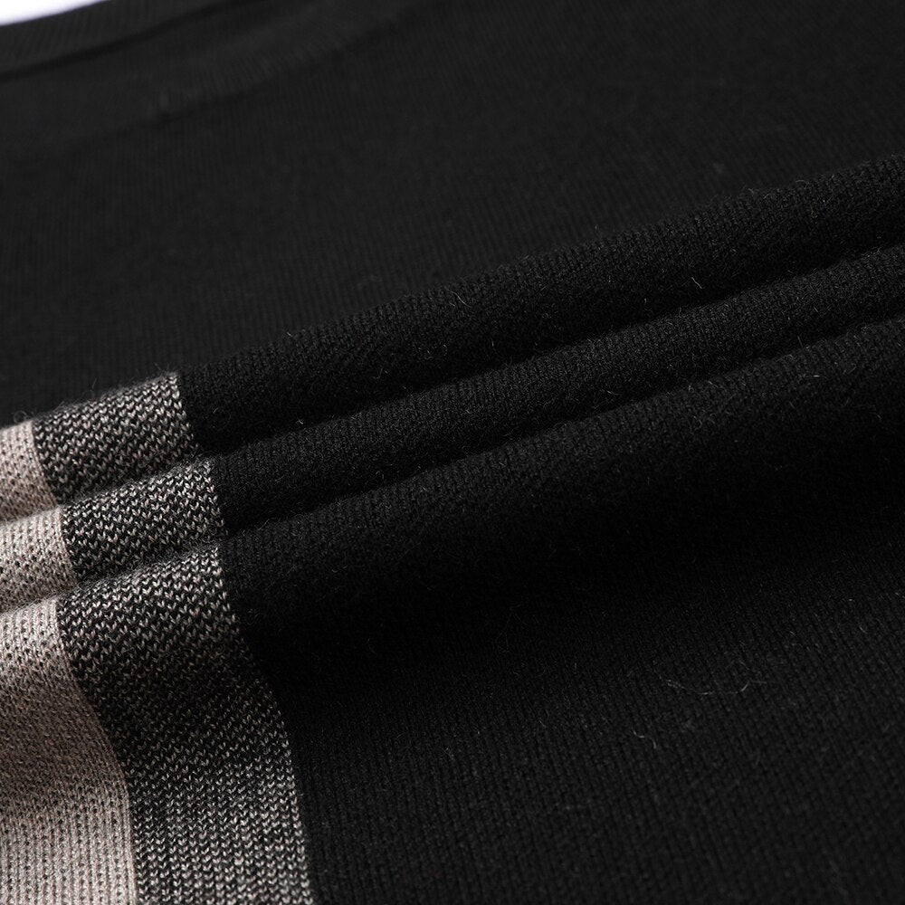 2022 New Fashion High End Designer Brand Mens Knit Black Wool Pullover Sweater Crew Neck Autum Winter Casual Jumper Mens Clothes