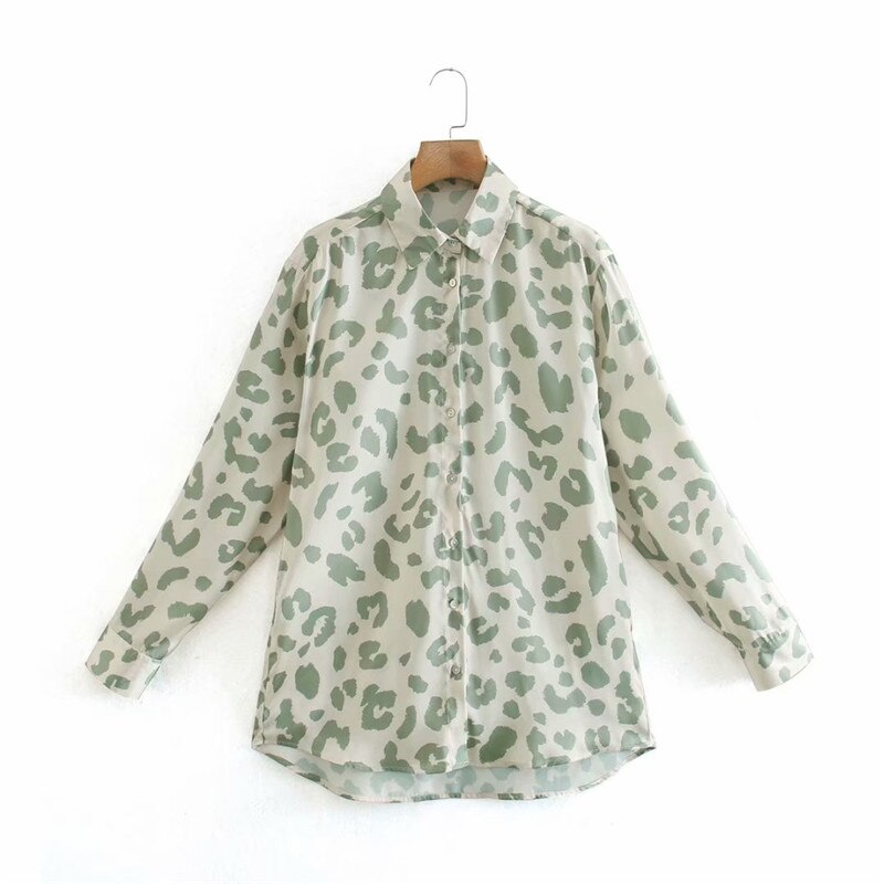 Snican Leopard Print Blouse Women Spring Long Sleeve Turn Down Collar Office Ladies Satin Shirts Blusas De Mujer Chemise Za 2021