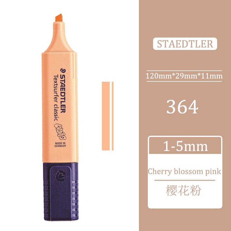 1pcs STAEDTLER 364 Highlighter Pen Oblique Head Marker Pen Poster Pen New Macaron Color Department Student Office Use