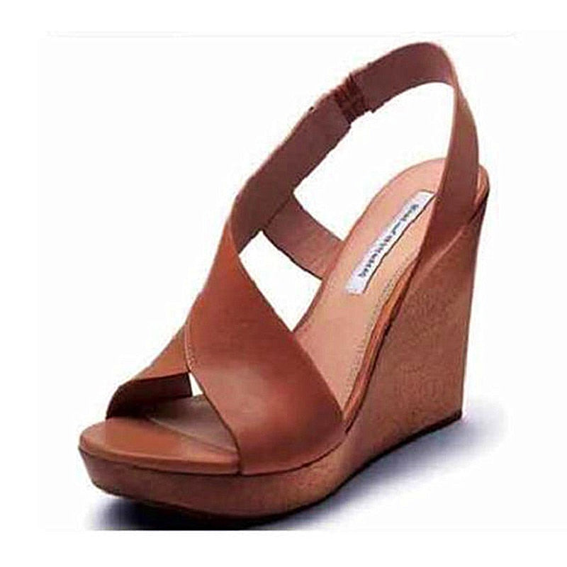 Women Summer Shoes Woman For Ladies Sandals 2020 Peep Toe Concise Wedge Heel Sandals Wedges Buckle Shoes Platform Female Shoes