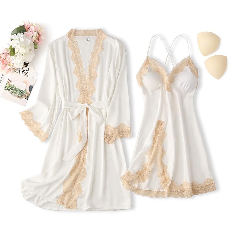 Lace Trim Sexy Wedding Lady Robe Suit Loose Satin Bride Bridesmaid Kimono Bathrobe Gown Mini Sleepwear Rayon Intimate Lingerie