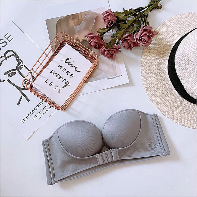 Women Bra Wire Free Sexy Push Up Invisible Bras Front Closure Underwear for Female Brassiere Strapless Seamless Bralette ABC Cup