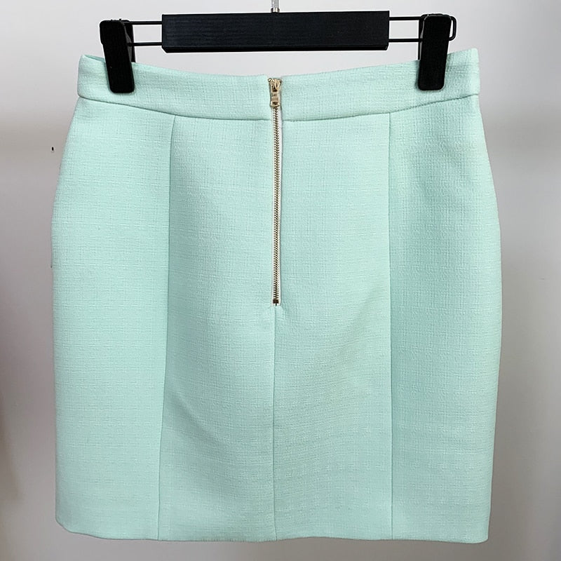 HIGH STREET 2022 Newest Designer Skirt Women's Lion Buttons Double Breasted Mini Skirt