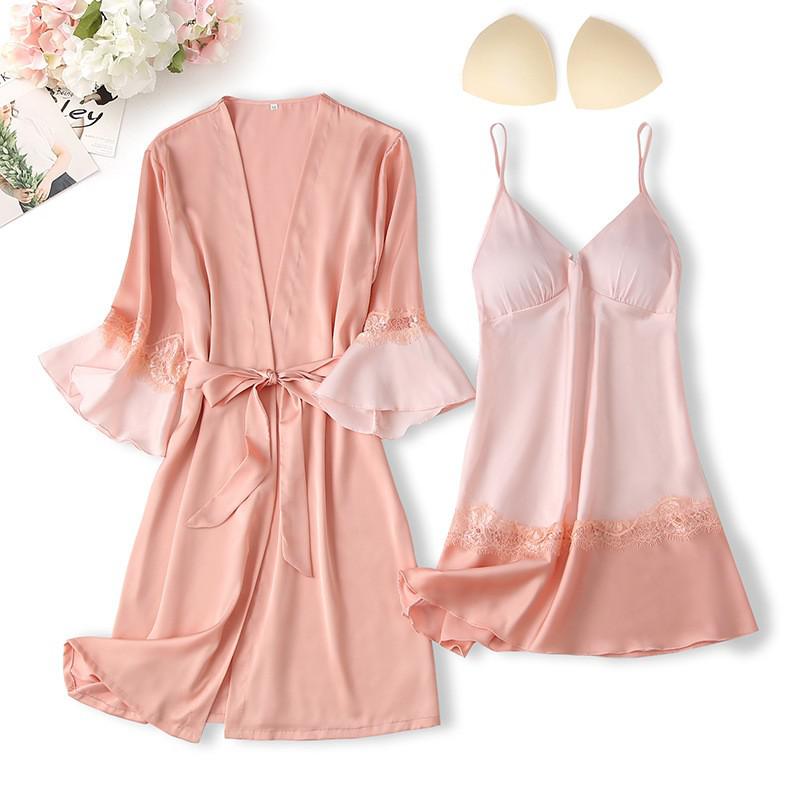Lace Trim Sexy Wedding Lady Robe Suit Loose Satin Bride Bridesmaid Kimono Bathrobe Gown Mini Sleepwear Rayon Intimate Lingerie