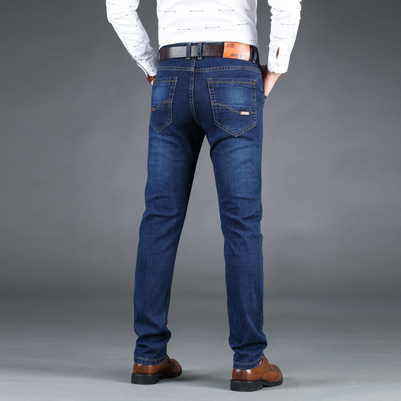 2019 New Men Business Style Slim fit Straight Jeans Fashion Classic Blue Black male Stretch Casual denim trousers Plus Size 40