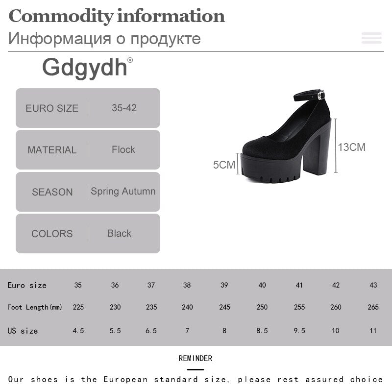 Gdgydh Spring Autumn Sexy Platform Women Pumps Shoes Woman Thick High Heels Shoes Female Black Rubber Sole Suede Platform Shoes