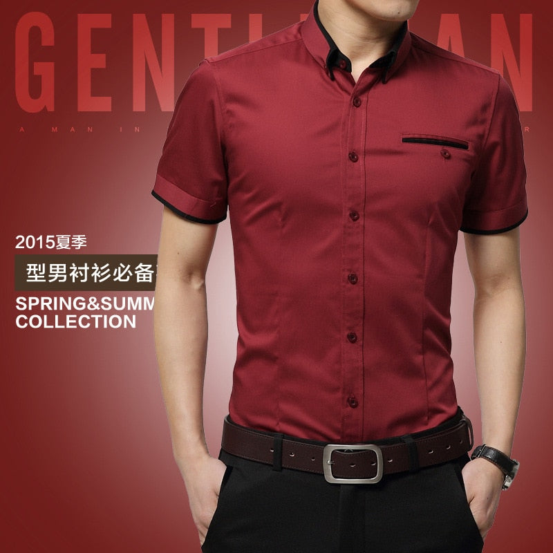 2022 New Arrival Brand Men's Summer Business Shirt Short Sleeves Turn-down Collar Tuxedo Shirt Shirt Men Shirts Big Size 5XL