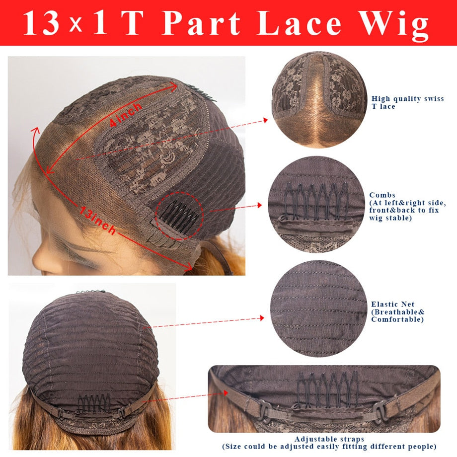 Blonde Highlight Curly Human Hair Wigs Water Wave Lace Front Wig For Women Short Bob Wig Deep Wave Frontal Wig Natural Hair 100%