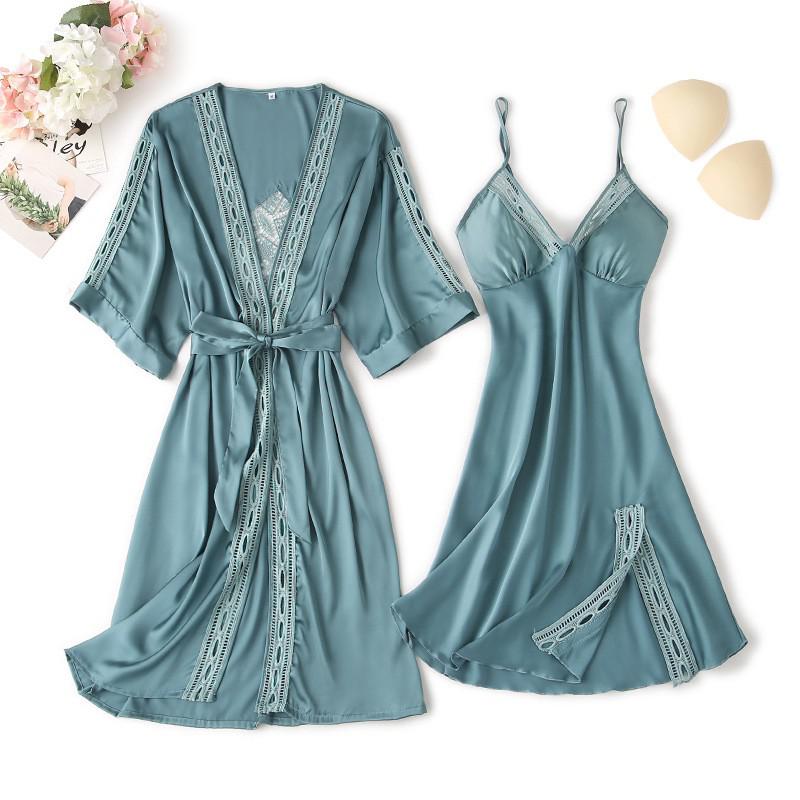 Lace Trim Sexy Wedding Lady Robe Suit Loose Satin Bride Bridesmaid Kimono Bathrobe Gown Mini Sleepwear Rayon Intimate Lingerie