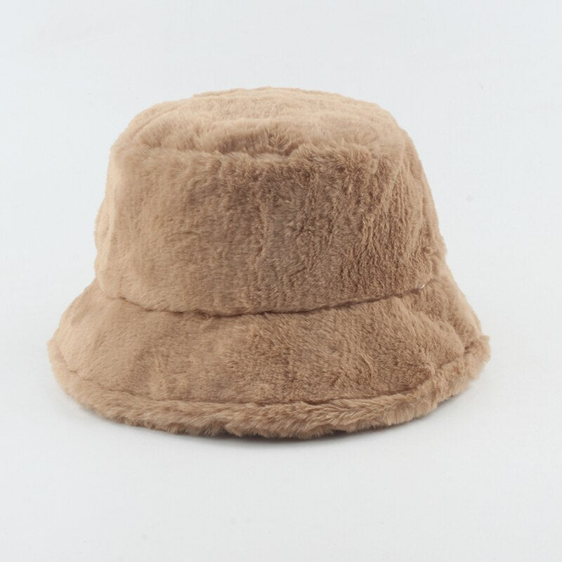 Faux Fur Winter Hats For Women Black White Cow Print Bucket Hat Men Panama Fisherman Caps Gorras