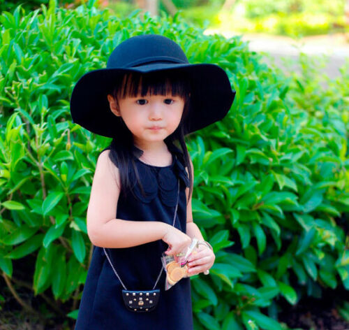 Citgeett New England Retro Wind Children Girls Big Hat Big Hat Bow Beach Hat Sun Hat