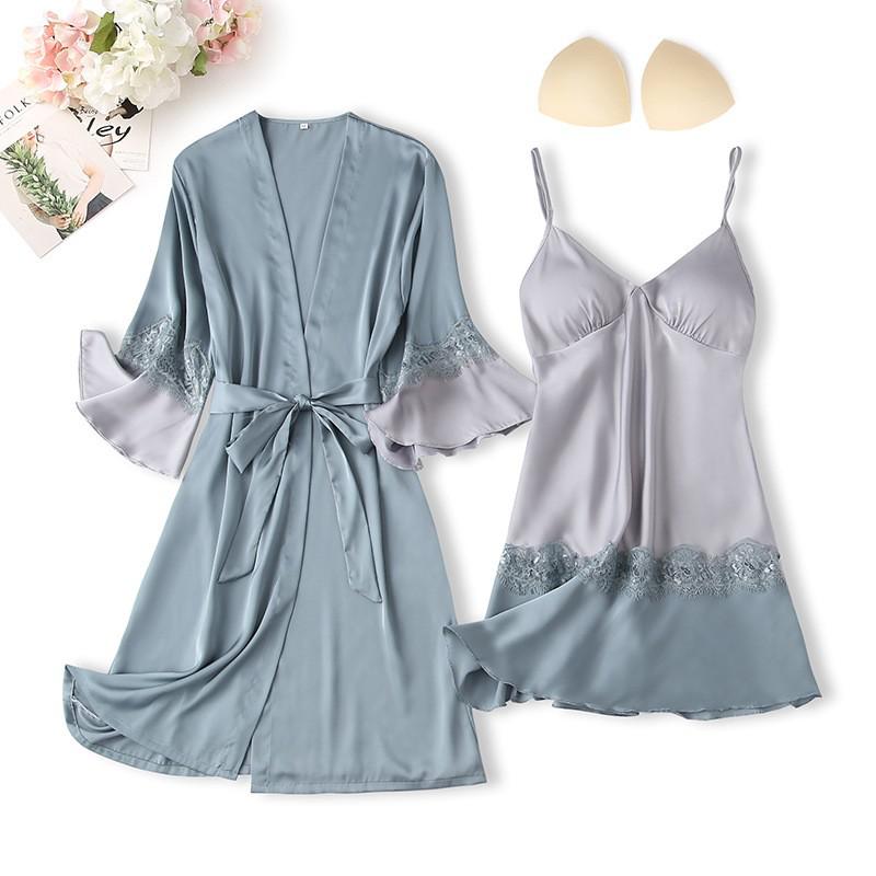 Lace Trim Sexy Wedding Lady Robe Suit Loose Satin Bride Bridesmaid Kimono Bathrobe Gown Mini Sleepwear Rayon Intimate Lingerie