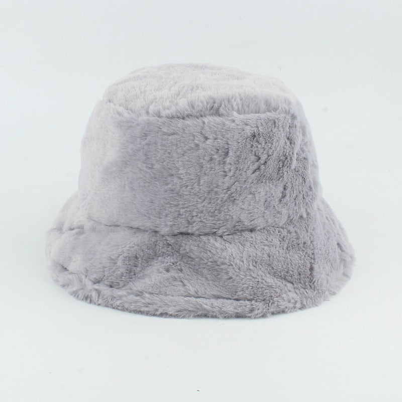 Faux Fur Winter Hats For Women Black White Cow Print Bucket Hat Men Panama Fisherman Caps Gorras