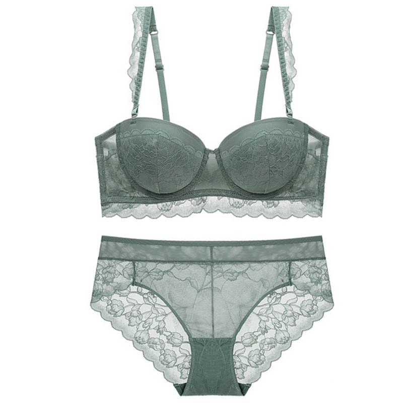 CINOON New Women underwear Set Lace Sexy Push-up Bra And Panty Sets Comfortable Brassiere Adjustable Straps Gathered Lingerie