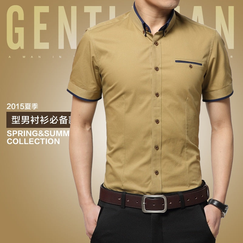 2022 New Arrival Brand Men's Summer Business Shirt Short Sleeves Turn-down Collar Tuxedo Shirt Shirt Men Shirts Big Size 5XL