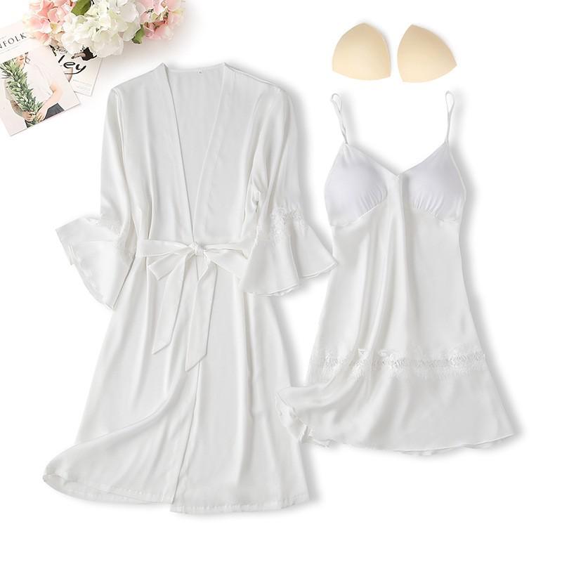 Lace Trim Sexy Wedding Lady Robe Suit Loose Satin Bride Bridesmaid Kimono Bathrobe Gown Mini Sleepwear Rayon Intimate Lingerie