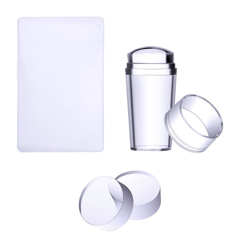 Biutee Nail Art Templates Pure Clear Jelly Silicone nail stamping plates Scraper with Stamping Gel Kit Nail Stamp Nail Art