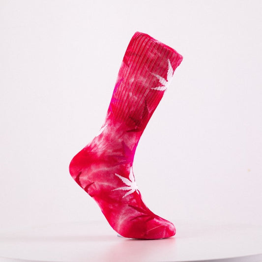 2019 High-quality Tie-dyed Maple Leaf Socks Long Fashion Weed Socks Men Skateboard Hiphop Socks Meias Women Couple Socks 1 Pairs