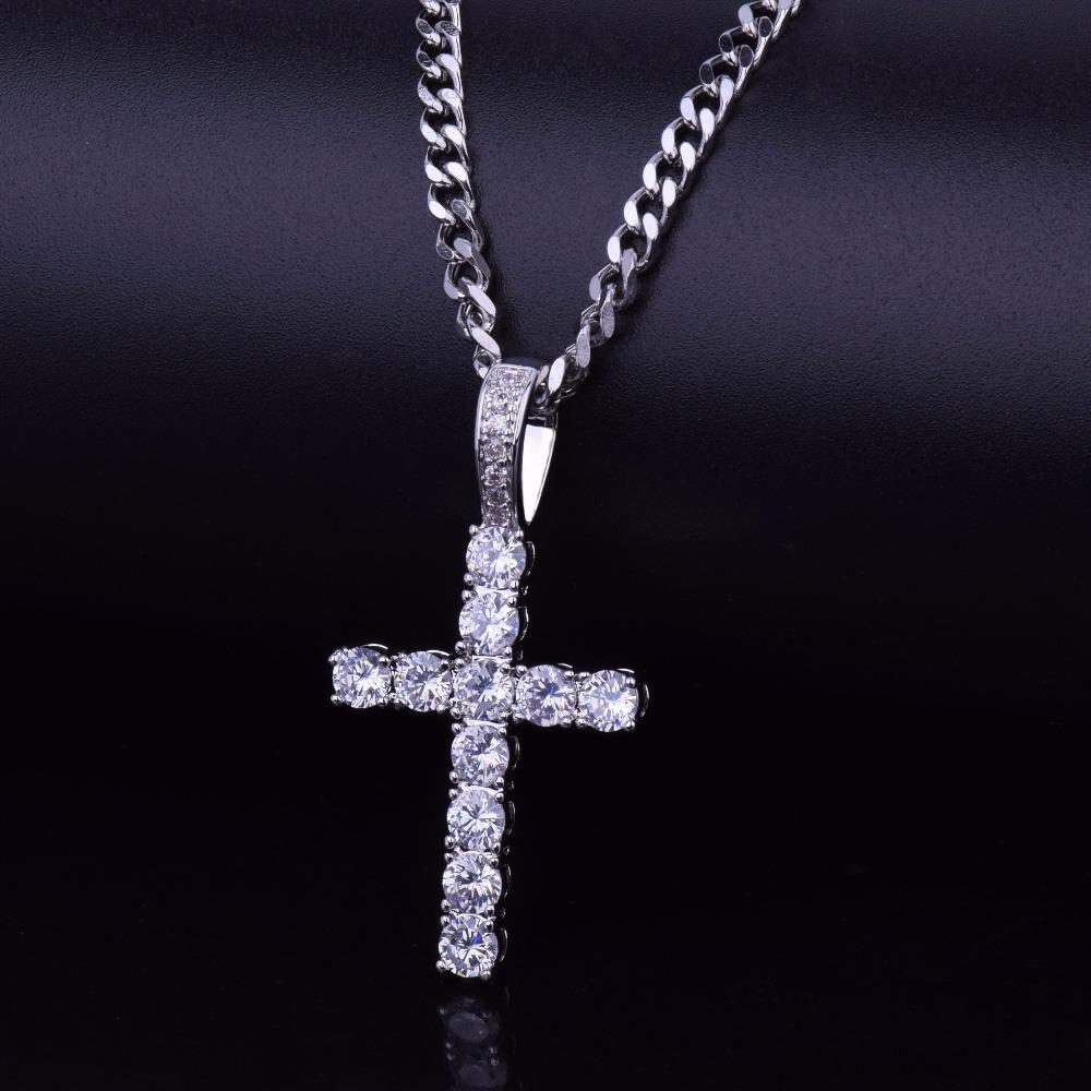 TOPGRILLZ Hip Hop Pico Harvey Cross Pendant Necklace Micro Pave AAAA+ Cubic Zirconia Egyptian Style With 24" 30" Chain