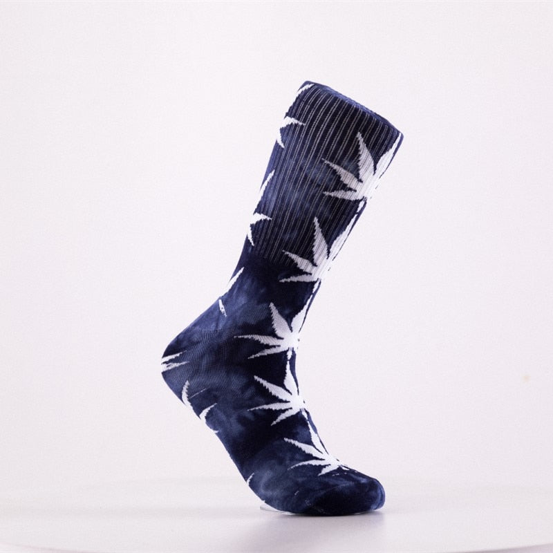 2019 High-quality Tie-dyed Maple Leaf Socks Long Fashion Weed Socks Men Skateboard Hiphop Socks Meias Women Couple Socks 1 Pairs