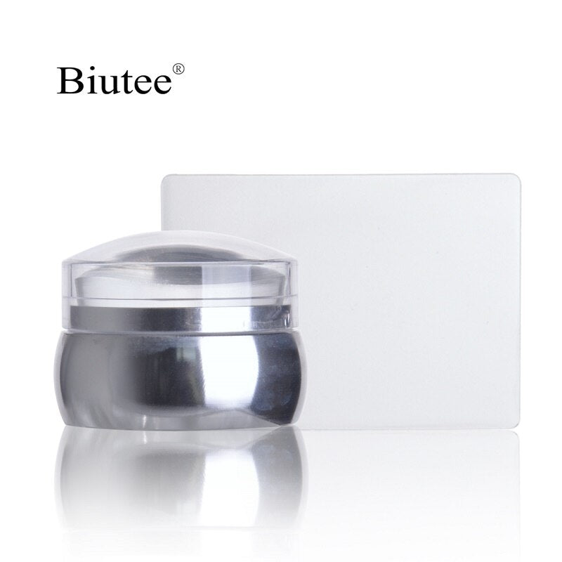 Biutee Nail Art Templates Pure Clear Jelly Silicone nail stamping plates Scraper with Stamping Gel Kit Nail Stamp Nail Art