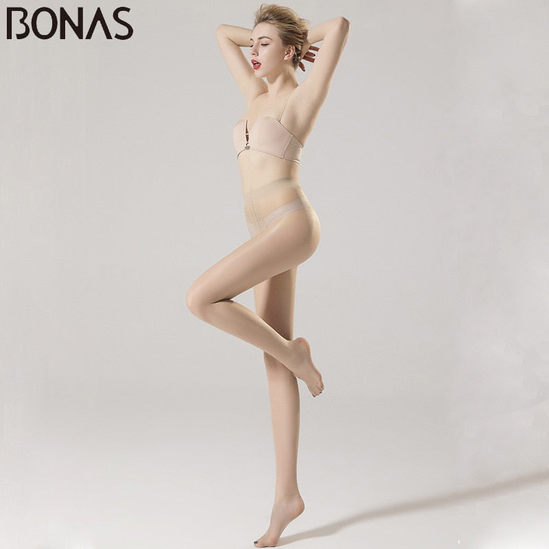 BONAS 15D Sexy Breathable Tights Women Pantyhose Ultra-thin Nylon Tights Stretchy Stockings Female Tear-resistant Pantyhose
