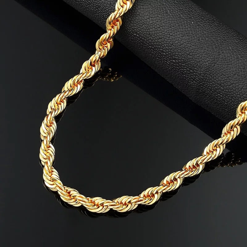 UWIN Men Women Hip Hop Rapper's Chain 3mm 18'' 20" 24" 30" Stainless steel Gold Color Rope Link Necklace Fashion Hip hop Jewelry