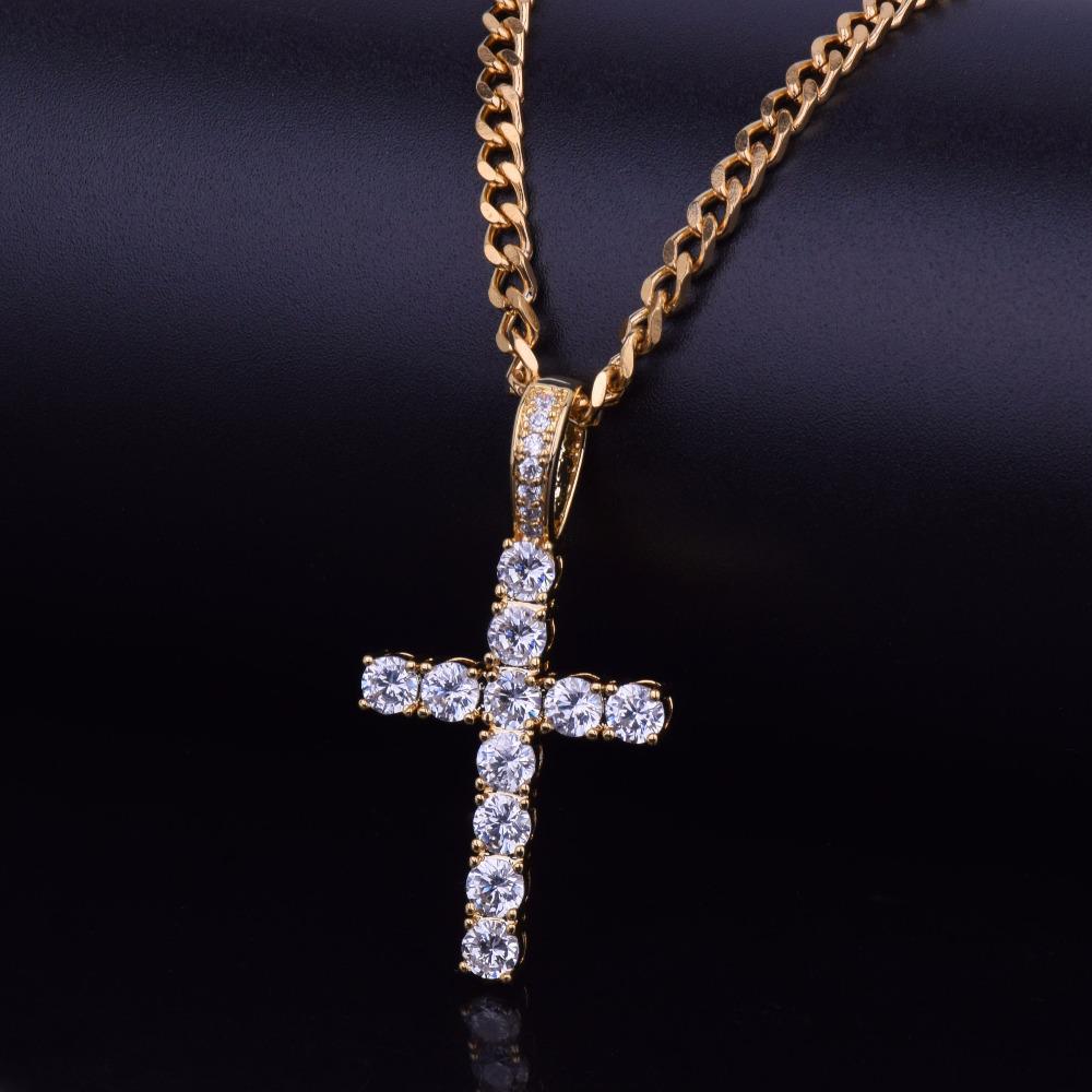 TOPGRILLZ Hip Hop Pico Harvey Cross Pendant Necklace Micro Pave AAAA+ Cubic Zirconia Egyptian Style With 24" 30" Chain