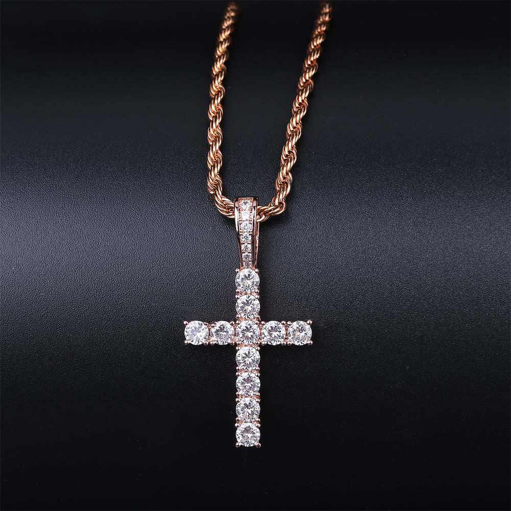 TOPGRILLZ Hip Hop Pico Harvey Cross Pendant Necklace Micro Pave AAAA+ Cubic Zirconia Egyptian Style With 24" 30" Chain