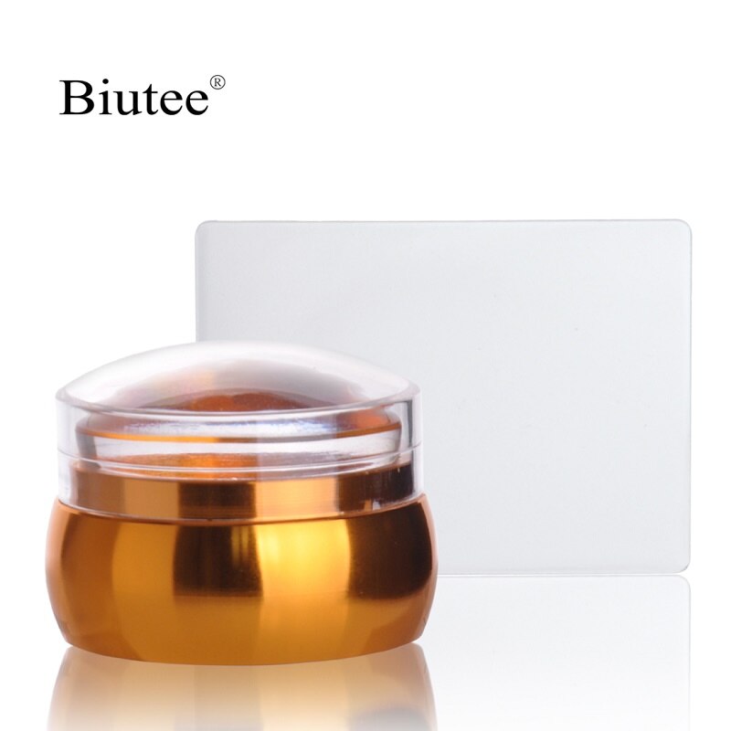 Biutee Nail Art Templates Pure Clear Jelly Silicone nail stamping plates Scraper with Stamping Gel Kit Nail Stamp Nail Art