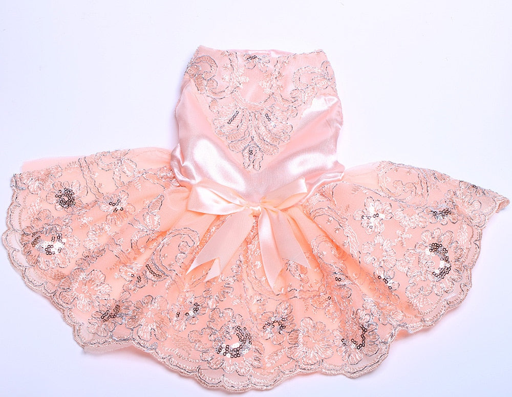Dog Cat Wedding Dress Tutu Princess Pet puppy Dresses Embroidery&Bow Clothes Apperal 3 colours