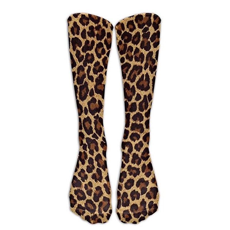 Leopard Snake Sexy Novelty Socks Women Funny Casual Cotton High Knee Socks Female Harajuku Happy Cartoon 3D Printed Men's Socks
