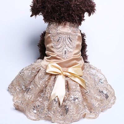 Dog Cat Wedding Dress Tutu Princess Pet puppy Dresses Embroidery&Bow Clothes Apperal 3 colours