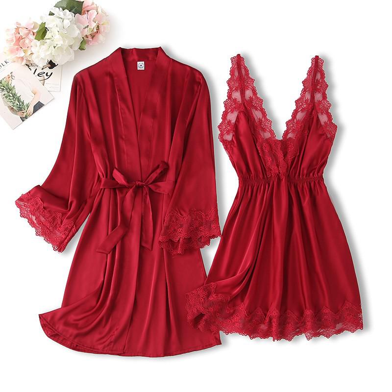 Lace Trim Sexy Wedding Lady Robe Suit Loose Satin Bride Bridesmaid Kimono Bathrobe Gown Mini Sleepwear Rayon Intimate Lingerie