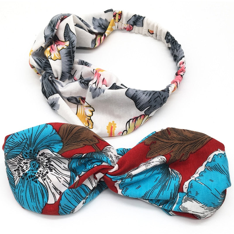 Fashion Women Girls Summer Bohemian Hair Bands Print Headbands Vintage Cross Turban Bandage Bandanas HairBands Hair Accessories