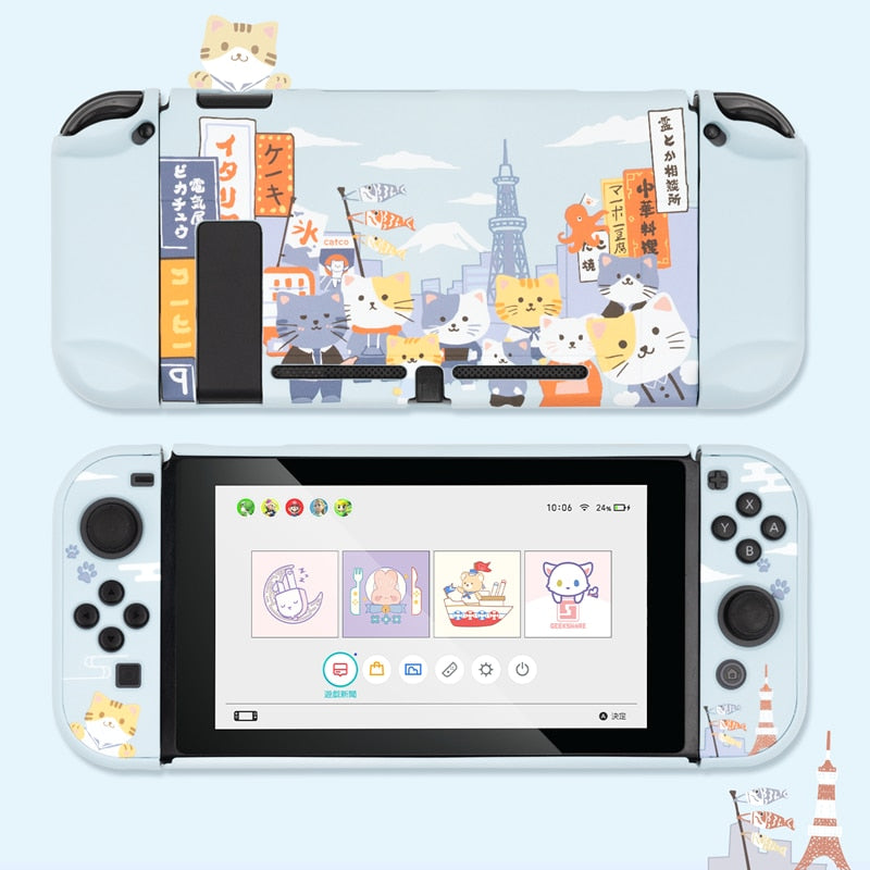 GeekShare Nintend Switch Case Cute Steamed Bread Rabbit Cartoon Soft Full Cover Back Girp Shell For Nintendo Switch Accessories