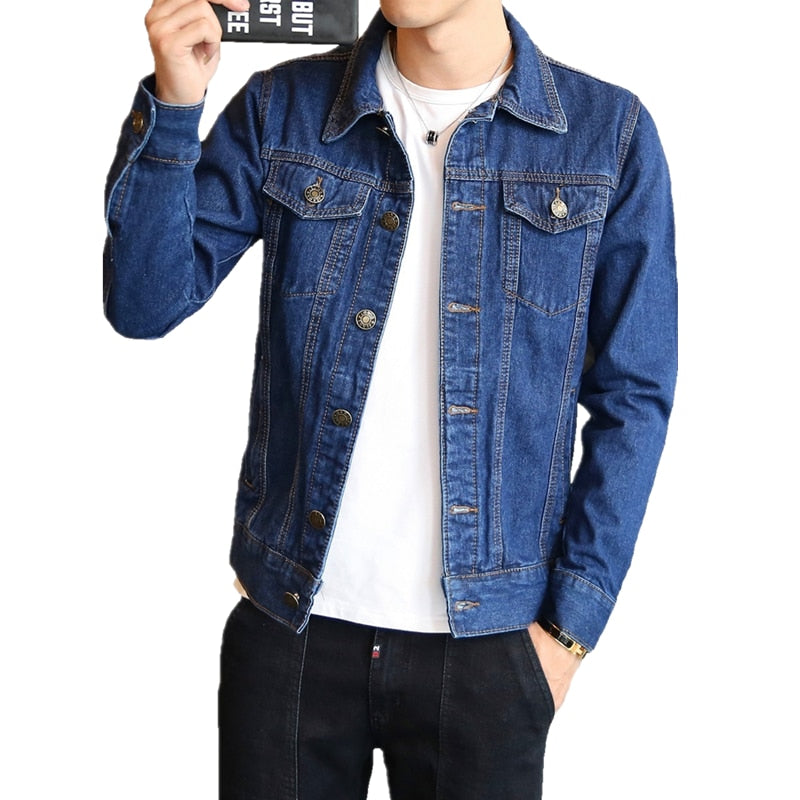 Hot 2022 Fashion Mens Denim Jackets Slim Fit Mens Jeans Jacket Cotton Outwear Coat Long Sleeve Hole Male Clothing Size M-4XL